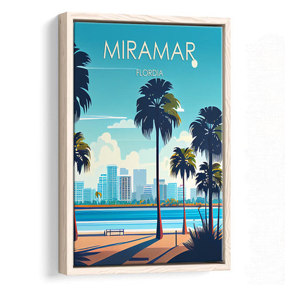 Miramar Florida Retro Art Print, Miramar City Wall Art, Floating Framed Canvas Print, Framed Picture, Painting Canvas