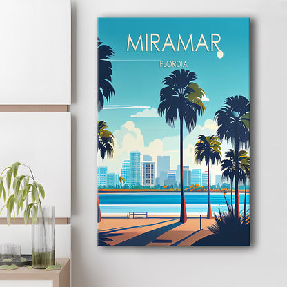 Miramar Florida Retro Art Print, Miramar City Wall Art, Canvas Print, Painting Canvas, Living Room Decor