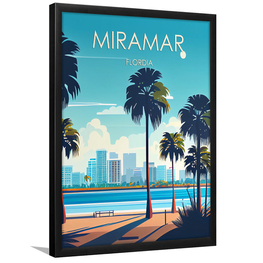 Miramar Florida Retro Art Print, Miramar City Wall Art, Framed Art Print, Picture Framed, Painting Art