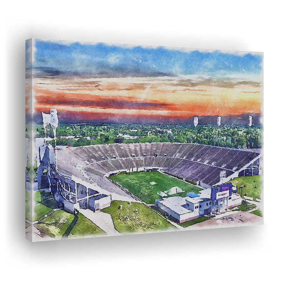 Mississippi Veterans Memorial Painting Stadium Watercolor, Jackson Mississippi, Sport Art, Gifts for him, Canvas Print
