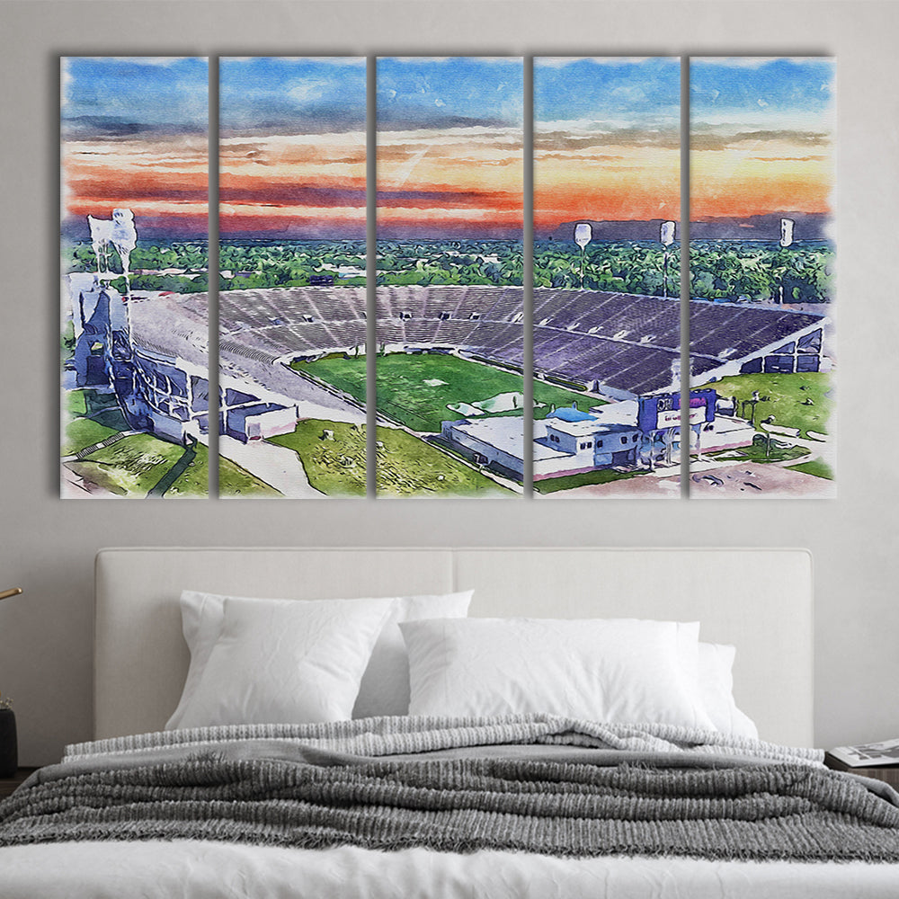 Mississippi Veterans Memorial Painting Stadium Watercolor, Jackson Mississippi, Sport Art, Extra Large Canvas Print