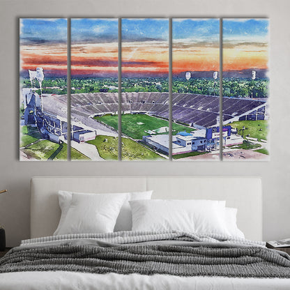 Mississippi Veterans Memorial Painting Stadium Watercolor, Jackson Mississippi, Sport Art, Extra Large Canvas Print