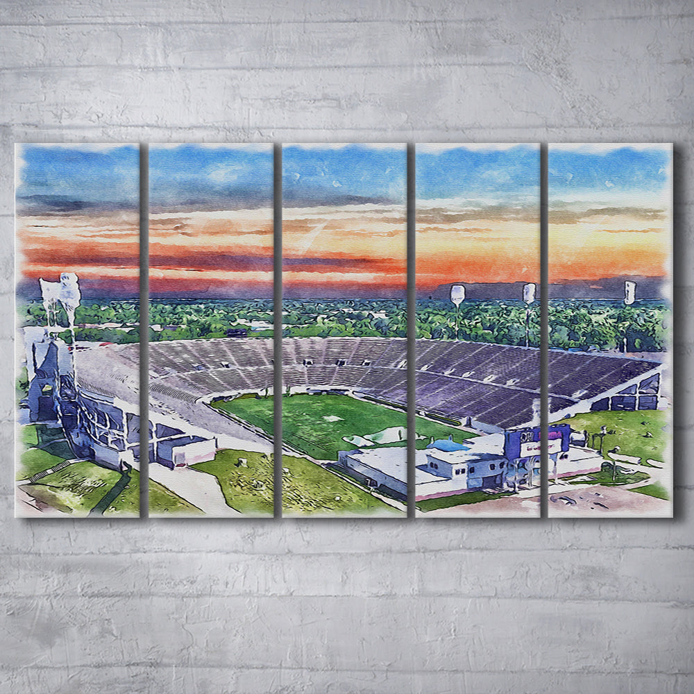 Mississippi Veterans Memorial Painting Stadium Watercolor, Jackson Mississippi, Sport Art, Extra Large Canvas Print