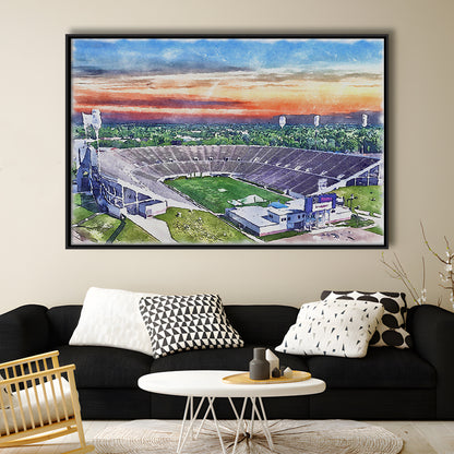 Mississippi Veterans Memorial Painting Stadium Watercolor, Sport Gift Art, Framed Canvas Print Wall Art