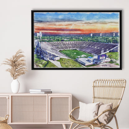 Mississippi Veterans Memorial Painting Stadium Watercolor, Sport Gift Art, Framed Canvas Print Wall Art