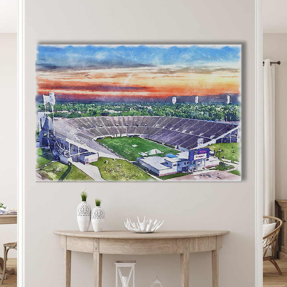 Mississippi Veterans Memorial Painting Stadium Watercolor, Jackson Mississippi, Sport Art, Gifts for him, Canvas Print