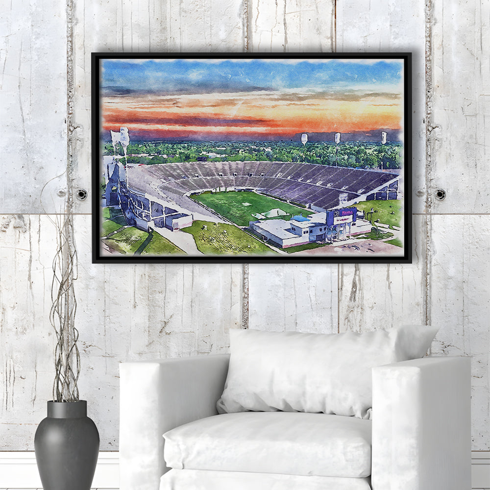 Mississippi Veterans Memorial Painting Stadium Watercolor, Sport Gift Art, Framed Canvas Print Wall Art