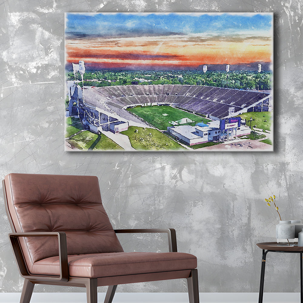 Mississippi Veterans Memorial Painting Stadium Watercolor, Jackson Mississippi, Sport Art, Gifts for him, Canvas Print