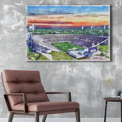 Mississippi Veterans Memorial Painting Stadium Watercolor, Jackson Mississippi, Sport Art, Gifts for him, Canvas Print