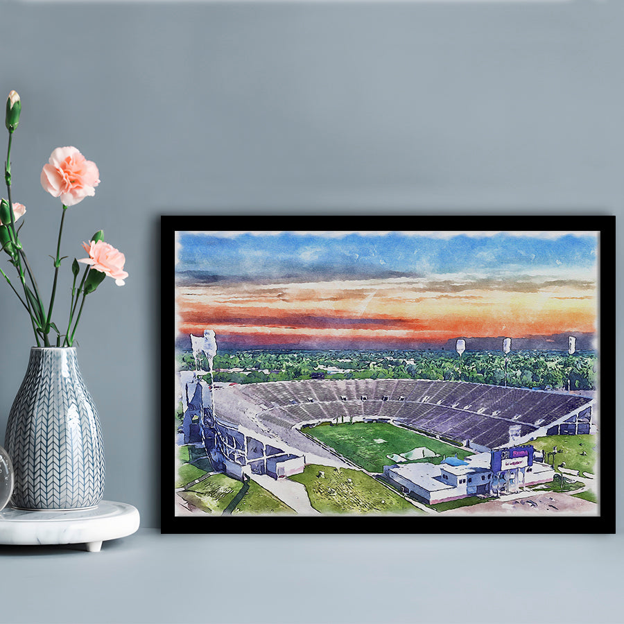 Mississippi Veterans Memorial Painting Stadium Watercolor, Jackson Mississippi, Sport Gift Art, Framed Art Print Wall Decor
