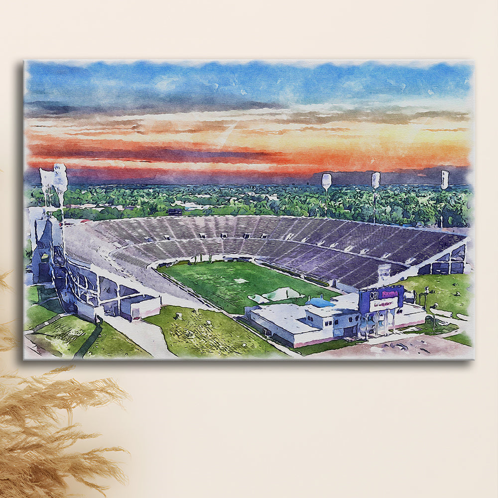 Mississippi Veterans Memorial Painting Stadium Watercolor, Jackson Mississippi, Sport Art, Gifts for him, Canvas Print