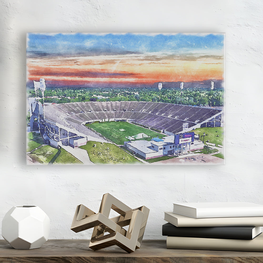 Mississippi Veterans Memorial Painting Stadium Watercolor, Jackson Mississippi, Sport Art, Gifts for him, Canvas Print