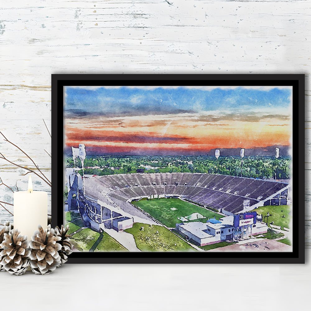 Mississippi Veterans Memorial Painting Stadium Watercolor, Sport Gift Art, Framed Canvas Print Wall Art