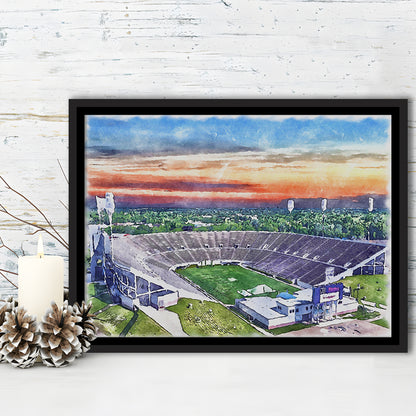 Mississippi Veterans Memorial Painting Stadium Watercolor, Sport Gift Art, Framed Canvas Print Wall Art