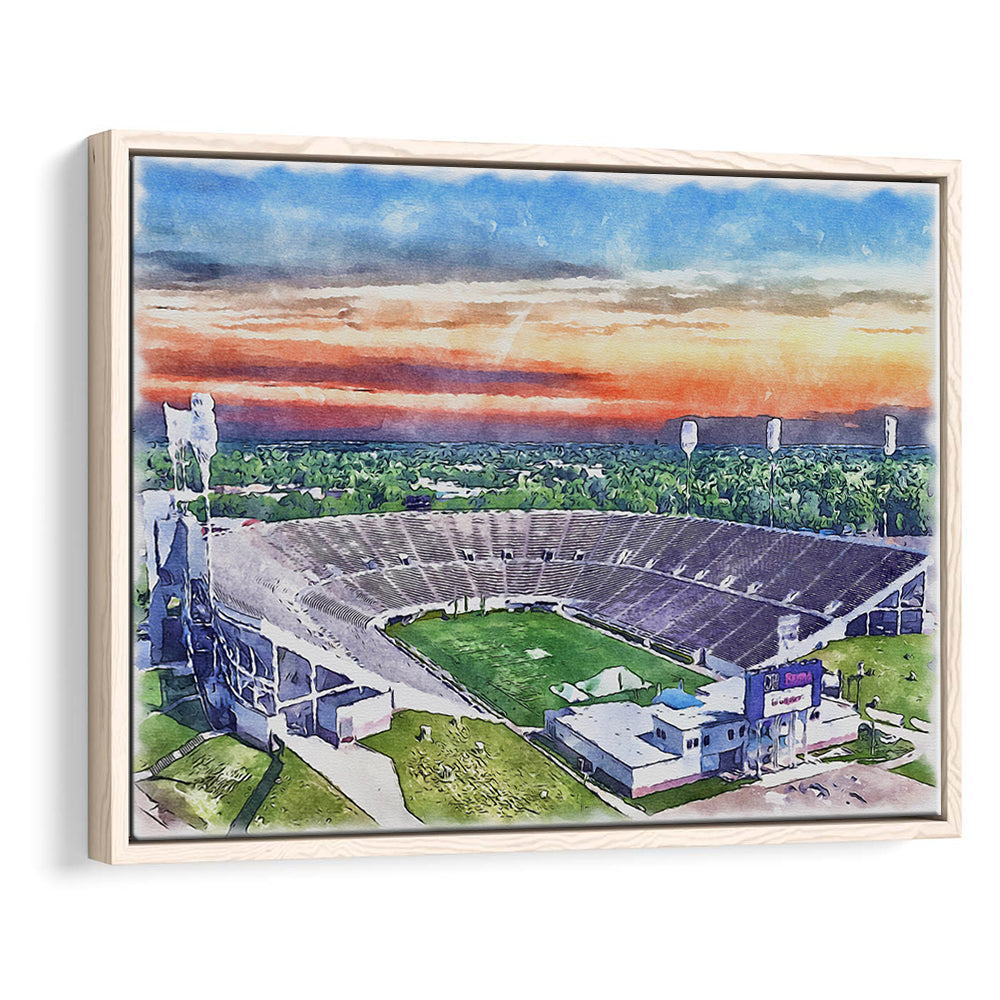 Mississippi Veterans Memorial Painting Stadium Watercolor, Sport Gift Art, Framed Canvas Print Wall Art