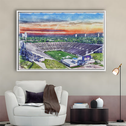 Mississippi Veterans Memorial Painting Stadium Watercolor, Sport Gift Art, Framed Canvas Print Wall Art