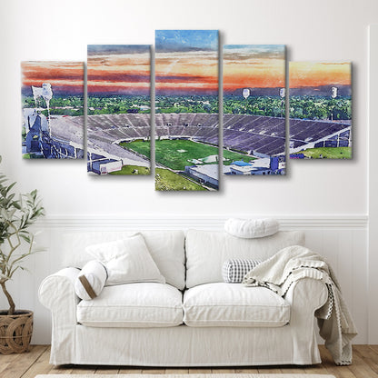 Mississippi Veterans Memorial Stadium Watercolor, Jackson Mississippi, Sport Art, Mixed 5 Panel, Canvas Print Wall Art