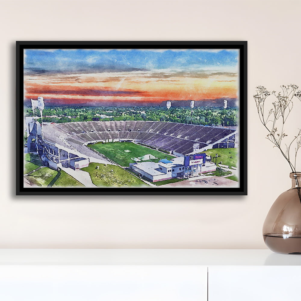 Mississippi Veterans Memorial Painting Stadium Watercolor, Sport Gift Art, Framed Canvas Print Wall Art