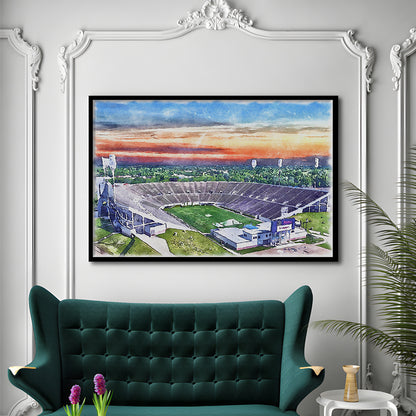 Mississippi Veterans Memorial Painting Stadium Watercolor, Jackson Mississippi, Sport Gift Art, Framed Art Print Wall Decor