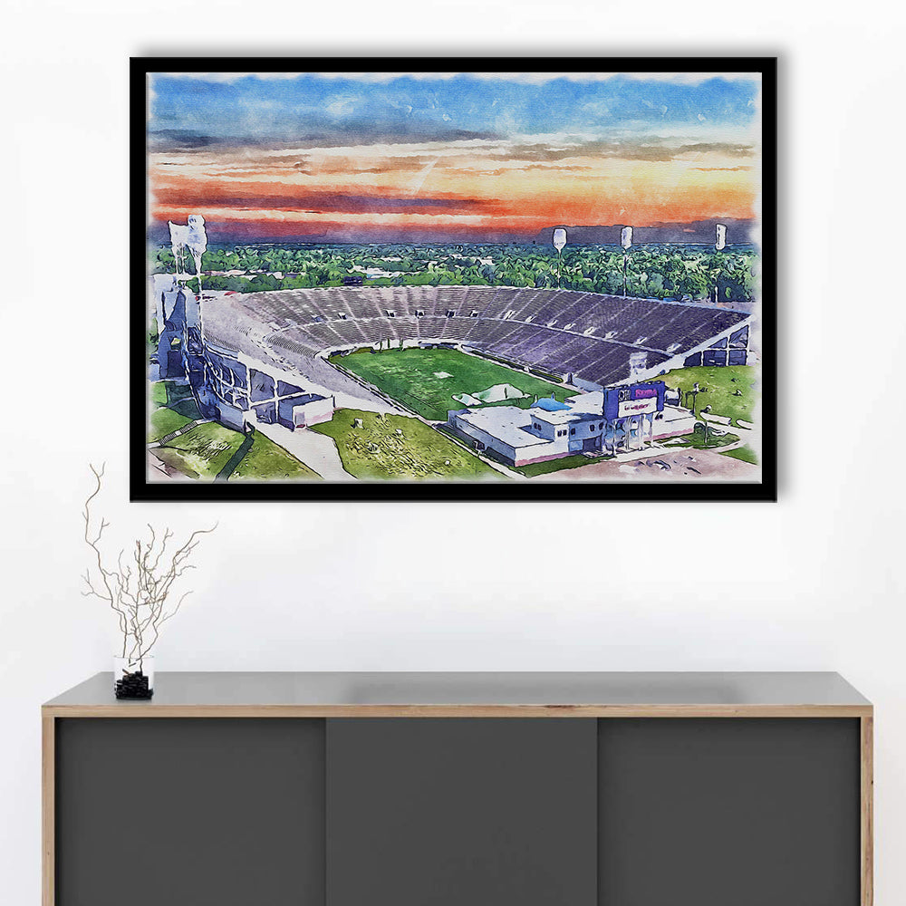 Mississippi Veterans Memorial Painting Stadium Watercolor, Jackson Mississippi, Sport Gift Art, Framed Art Print Wall Decor