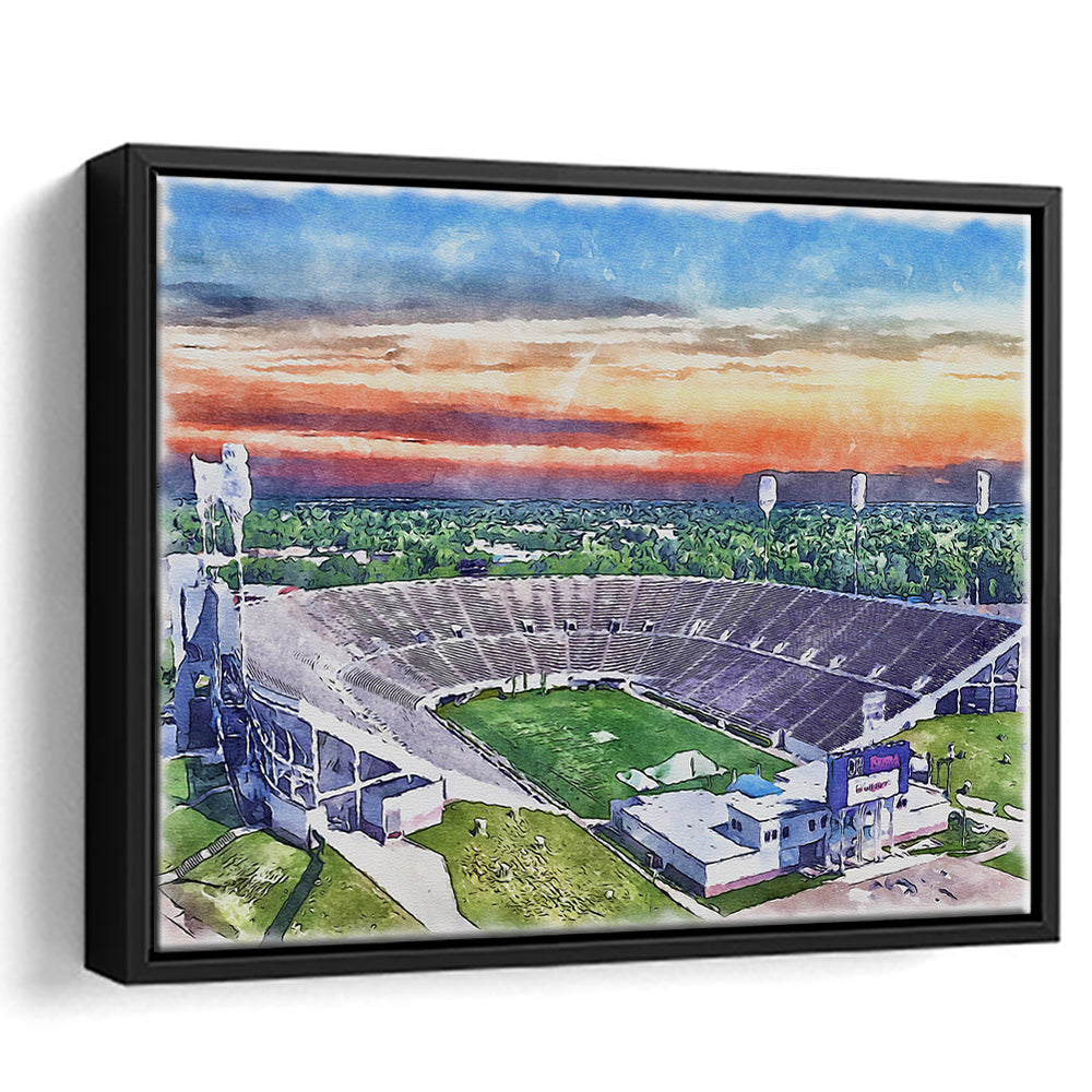 Mississippi Veterans Memorial Painting Stadium Watercolor, Sport Gift Art, Framed Canvas Print Wall Art