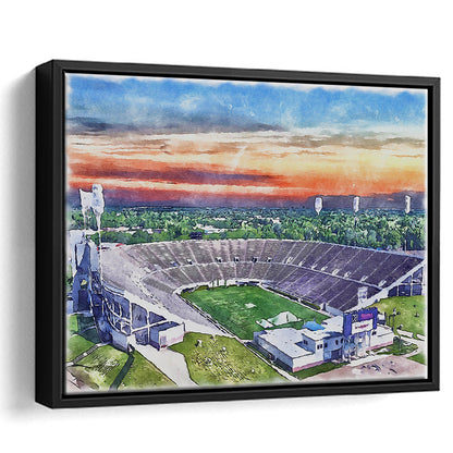 Mississippi Veterans Memorial Painting Stadium Watercolor, Sport Gift Art, Framed Canvas Print Wall Art
