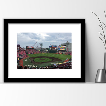 Miyagi Baseball Stadium, Stadium Canvas, Sport Art, Gift for him, White Border Framed Art Print Wall Decor