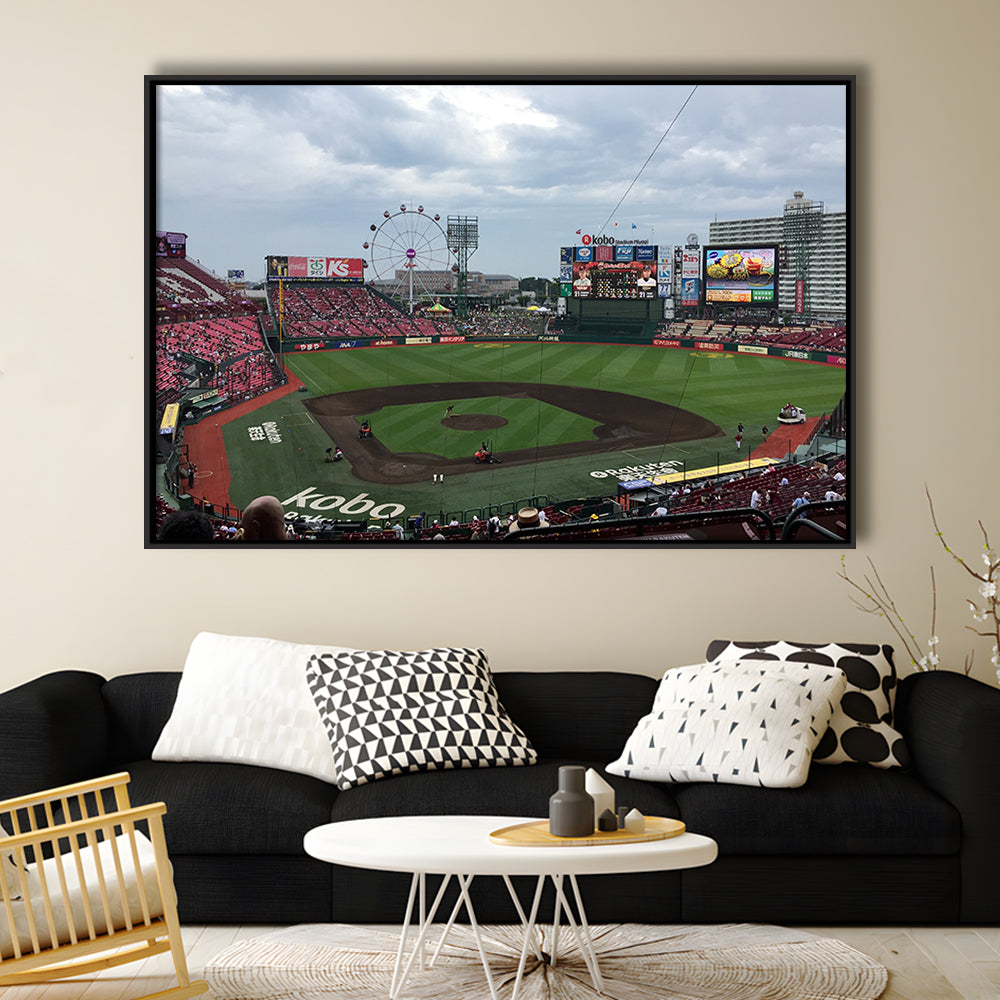 Miyagi Baseball Stadium, Stadium Canvas, Sport Art, Framed Canvas Print Wall Art, Floating Frame