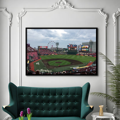 Miyagi Baseball Stadium, Stadium Canvas, Sport Art, Gift for him, Framed Art Print Wall Decor, Picture Framed