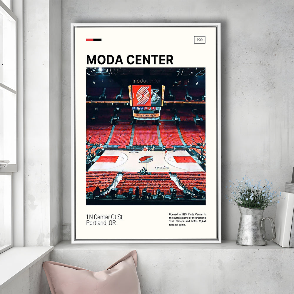 Moda Center Print, Portland Trail Blazers Stadium Canvas Art, Man Cave Gift, Floating Framed Canvas Print Wall Art