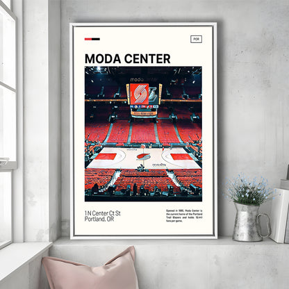 Moda Center Print, Portland Trail Blazers Stadium Canvas Art, Man Cave Gift, Floating Framed Canvas Print Wall Art