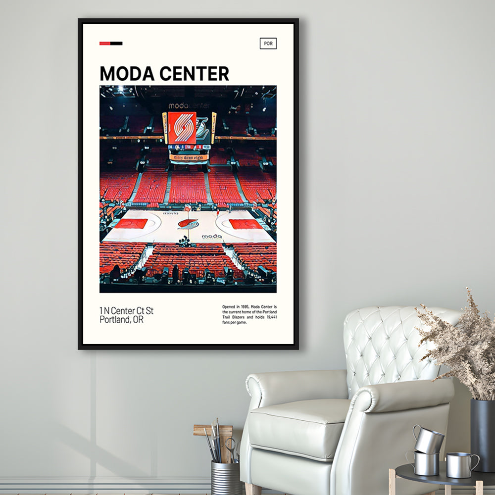 Moda Center Print, Portland Trail Blazers Stadium Canvas Art, Man Cave Gift, Floating Framed Canvas Print Wall Art