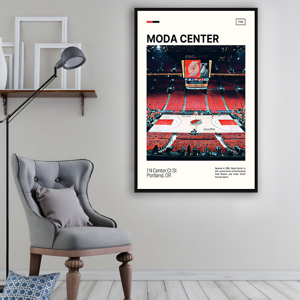 Moda Center Print, Portland Trail Blazers Stadium Canvas Art, Man Cave Gift, Floating Framed Canvas Print Wall Art