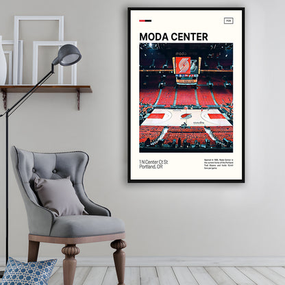 Moda Center Print, Portland Trail Blazers Stadium Canvas Art, Man Cave Gift, Floating Framed Canvas Print Wall Art