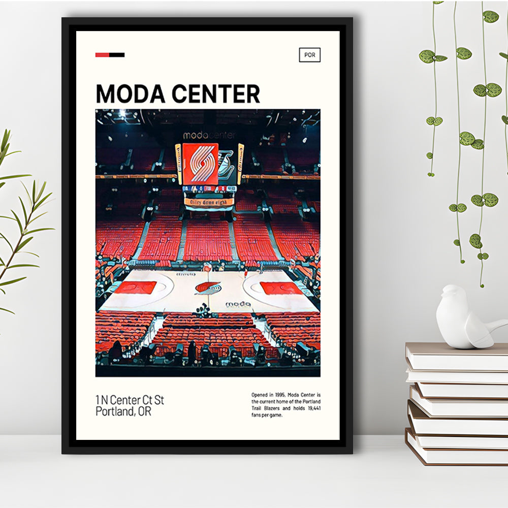 Moda Center Print, Portland Trail Blazers Stadium Canvas Art, Man Cave Gift, Floating Framed Canvas Print Wall Art