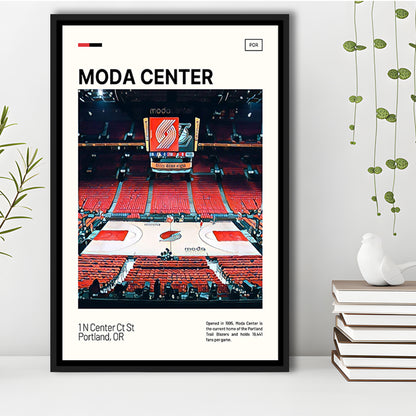 Moda Center Print, Portland Trail Blazers Stadium Canvas Art, Man Cave Gift, Floating Framed Canvas Print Wall Art