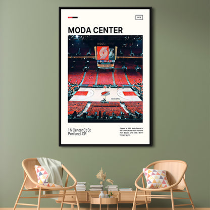 Moda Center Print, Portland Trail Blazers Stadium Canvas Art, Man Cave Gift, Floating Framed Canvas Print Wall Art