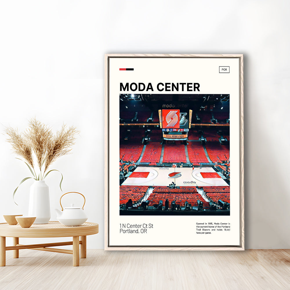 Moda Center Print, Portland Trail Blazers Stadium Canvas Art, Man Cave Gift, Floating Framed Canvas Print Wall Art