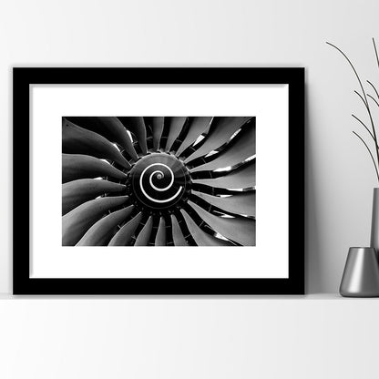 Modern Jet Engine Wall Art Captivating Turbine Art Print For Aviation Enthusiasts, Framed Art Print White Border