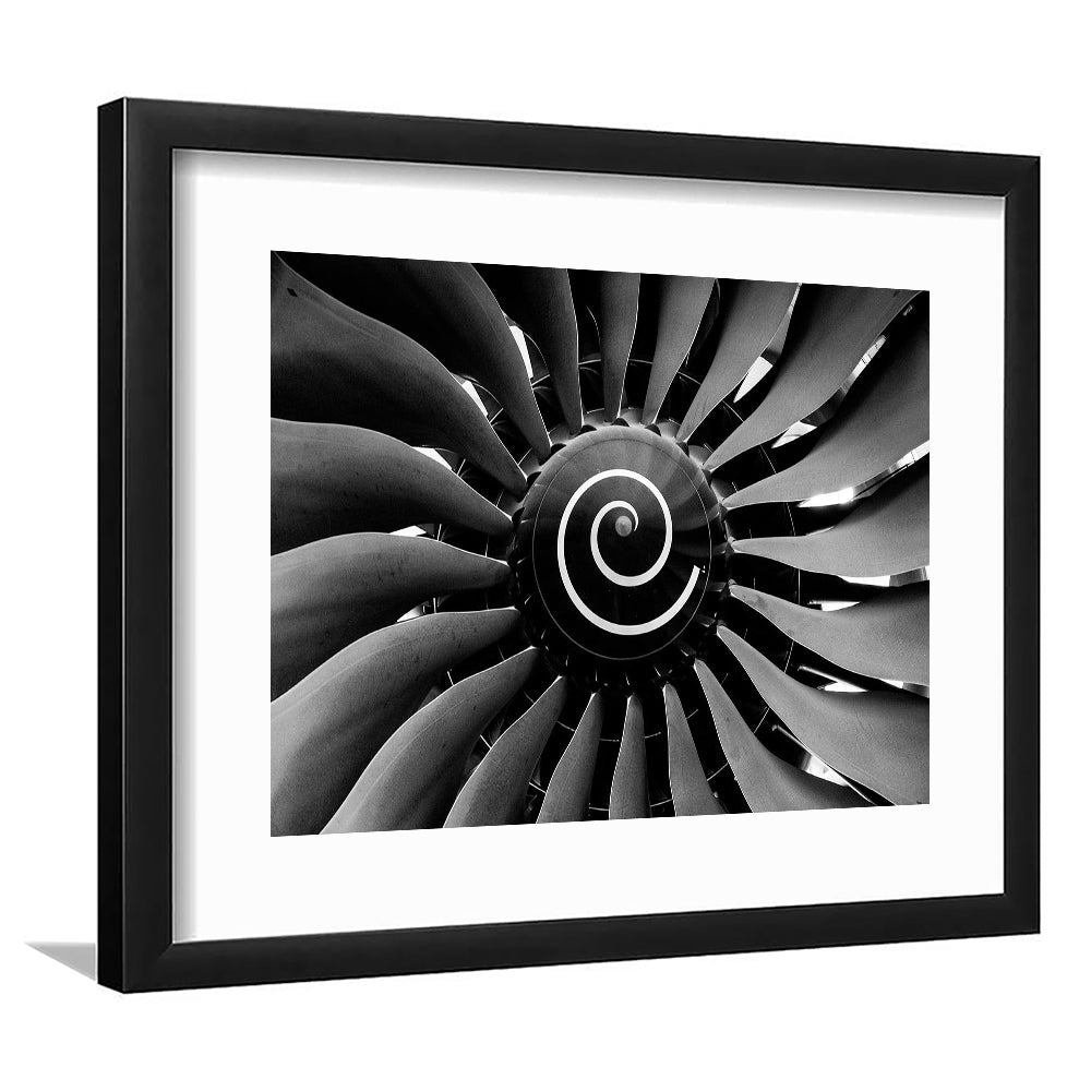 Modern Jet Engine Wall Art Captivating Turbine Art Print For Aviation Enthusiasts, Framed Art Print White Border