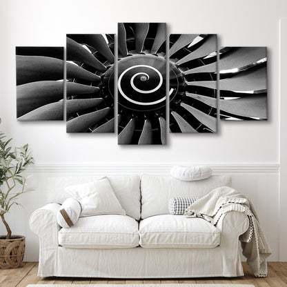Modern Jet Engine Wall Art Captivating Turbine Canvas Print for Aviation Enthusiasts, 5 Piece Large Cavas Print Wall Art