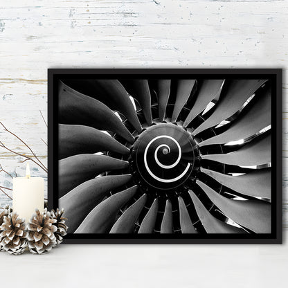 Modern Jet Engine Wall Art Captivating Turbine Canvas Aviation Enthusiasts, Framed Cavas Print, Floating Frame