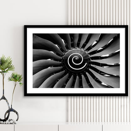 Modern Jet Engine Wall Art Captivating Turbine Art Print For Aviation Enthusiasts, Framed Art Print White Border