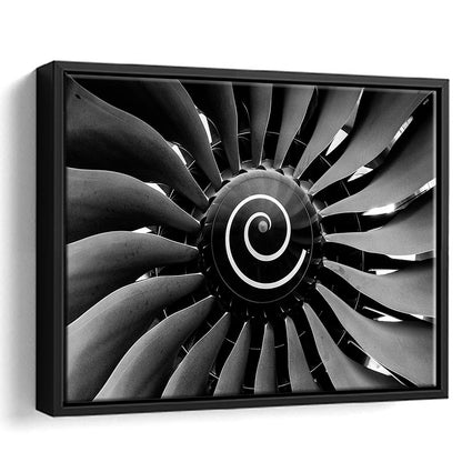 Modern Jet Engine Wall Art Captivating Turbine Canvas Aviation Enthusiasts, Framed Cavas Print, Floating Frame