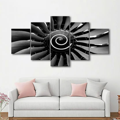Modern Jet Engine Wall Art Captivating Turbine Canvas Print for Aviation Enthusiasts, 5 Piece Large Cavas Print Wall Art