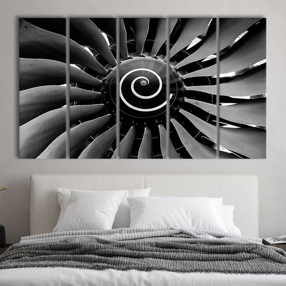 Modern Jet Engine Wall Art Captivating Turbine Canvas Print, 5 Piece B Extra Large Cavas Print Wall Art Decor