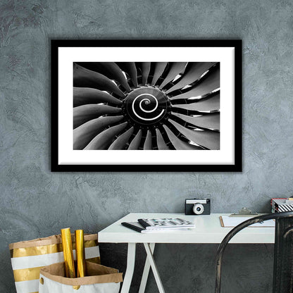 Modern Jet Engine Wall Art Captivating Turbine Art Print For Aviation Enthusiasts, Framed Art Print White Border