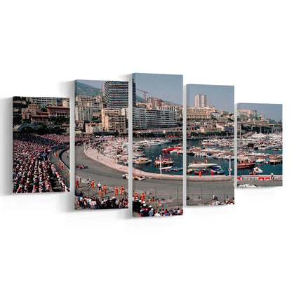 Monaco Grand Prix Large Stretched Canvas Floating Frame Wall Art Print, 5 Piece Large Cavas Print Wall Art