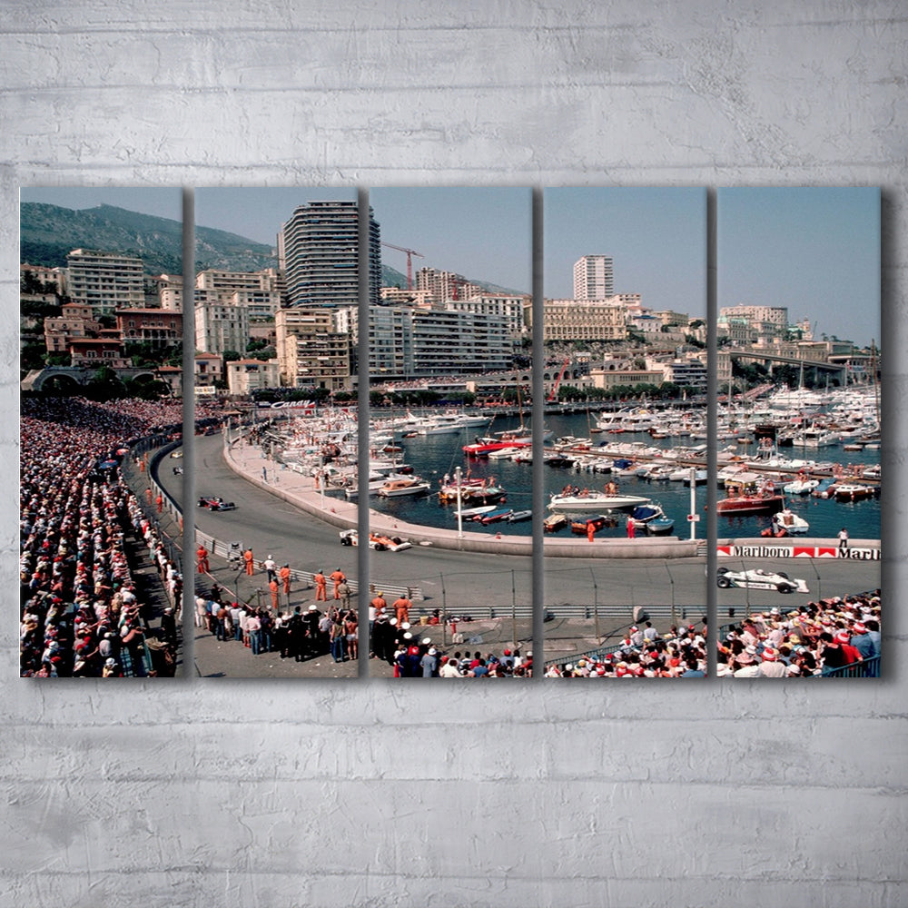 Monaco Grand Prix Large Stretched Canvas Floating Frame Wall Art Print, 5 Piece B Extra Large Cavas Print Wall Art Decor