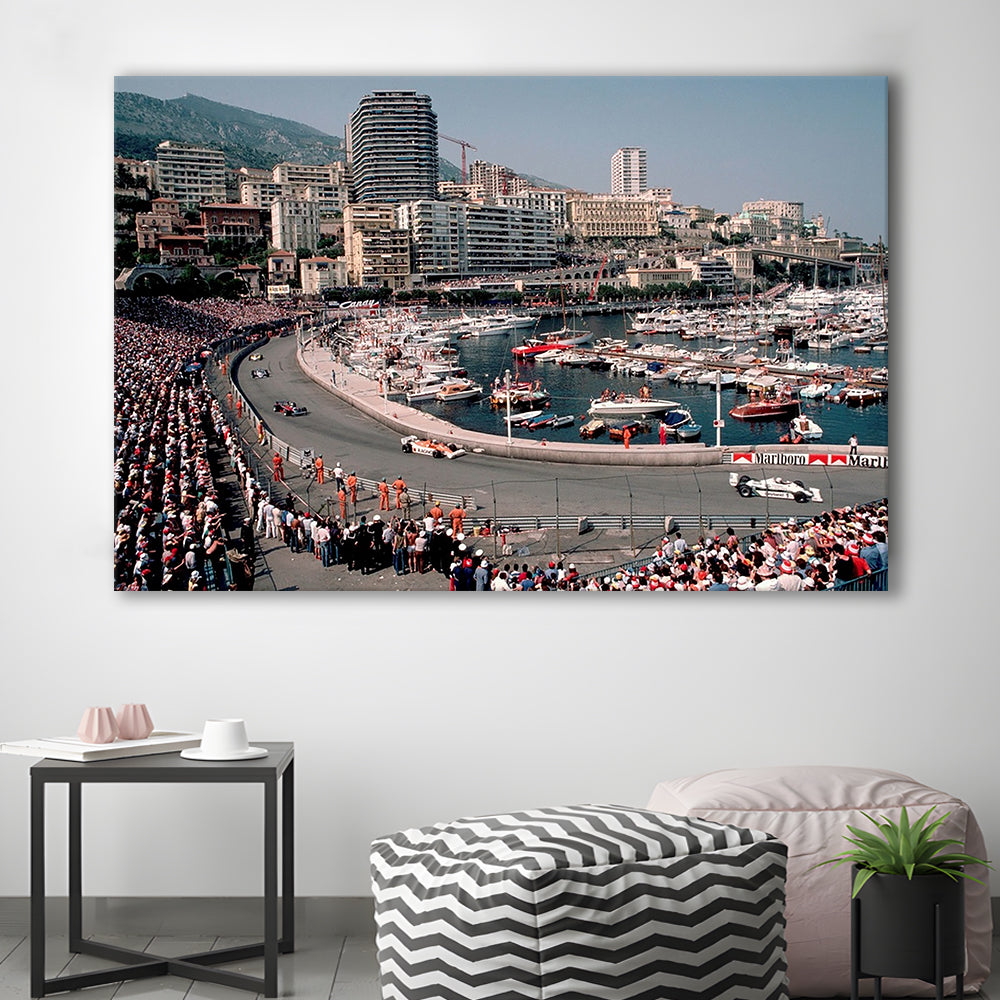 Monaco Grand Prix Large Stretched Canvas Floating Frame Wall Art Print, Cavas Print Wall Art Hom Decor